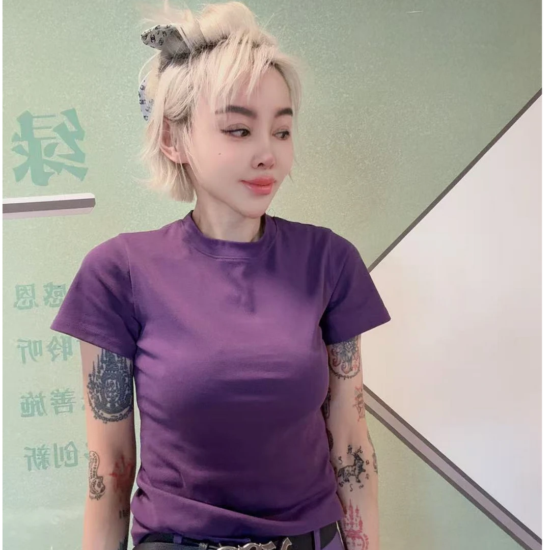百搭款1527款净版紫色短袖