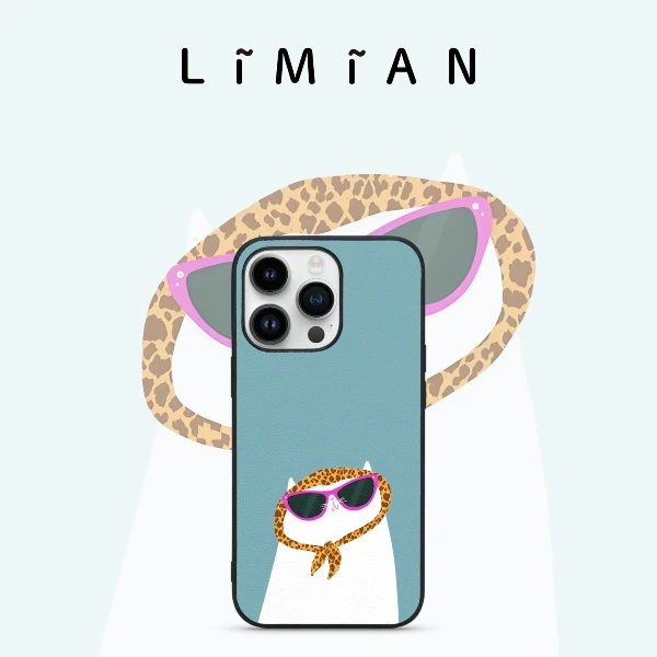 里面LM｜豹纹猫系列真皮手机壳可爱保护壳简约适用于苹果