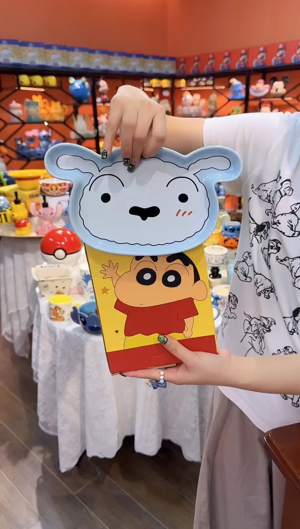 瓷片@@蜡笔小新小白异形陶瓷水果盘