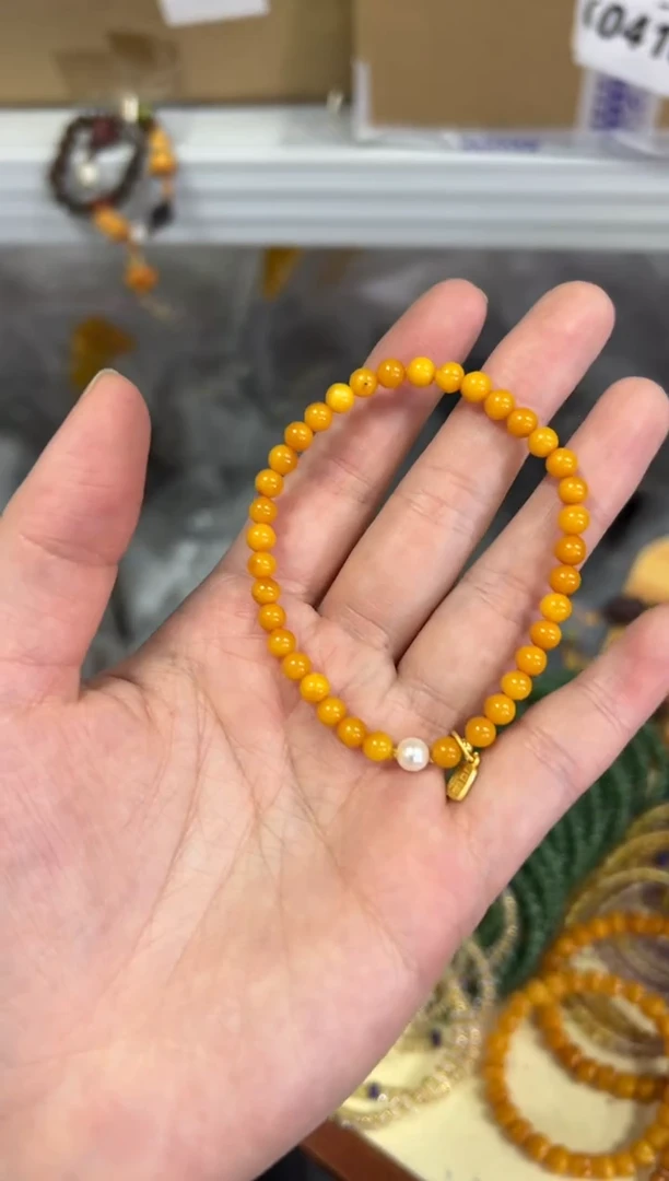 【闪购商品】蜜蜡手链银S925镶嵌满蜜蜜蜡小米珠手链[1037]