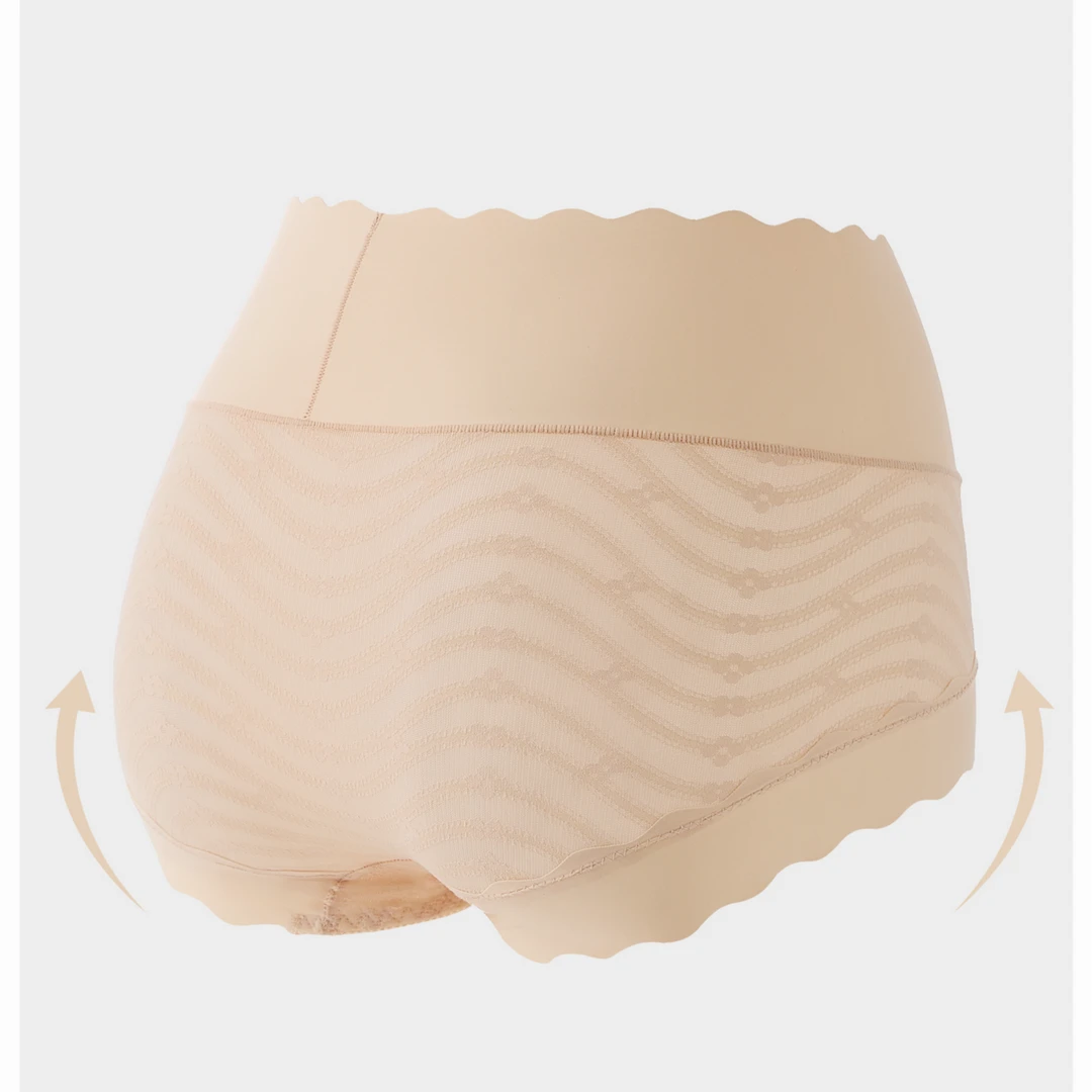 新款平角网纱透气舒适提臀包臀塑腰不勒高腰无痕蕾丝内裤收腹裤