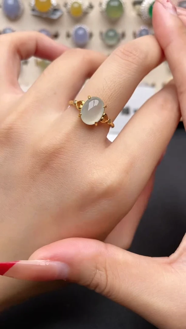 【闪购商品】翡翠戒指银S925镶嵌一物一证一礼盒