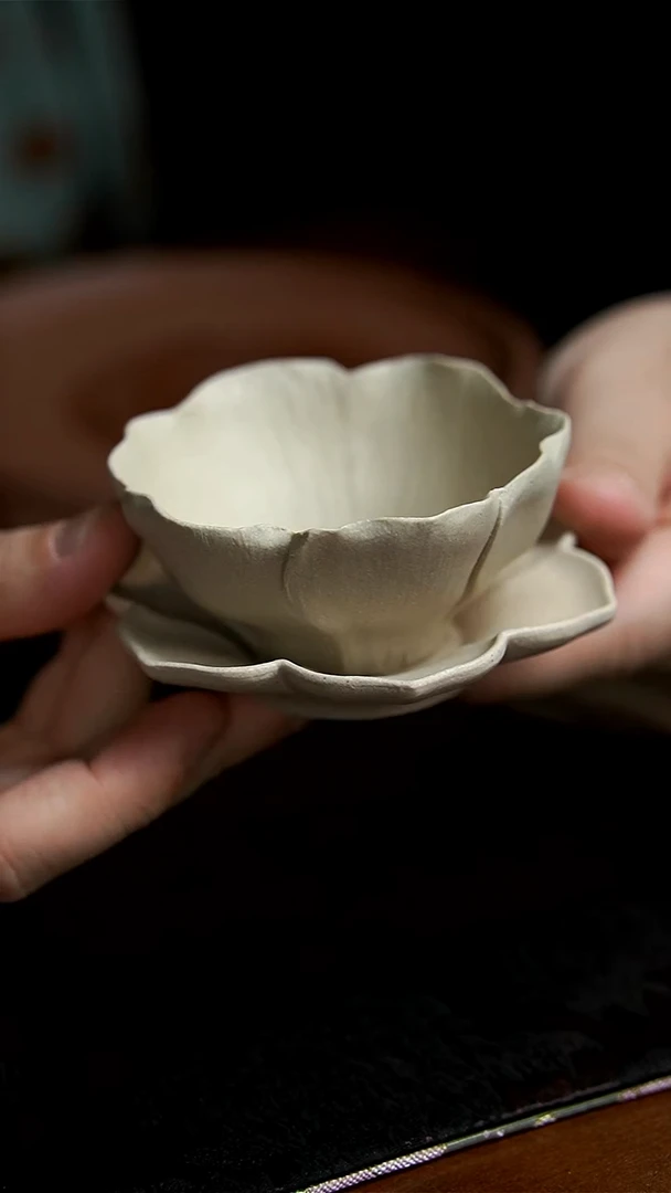 茶壶紫砂白泥杯+杯垫