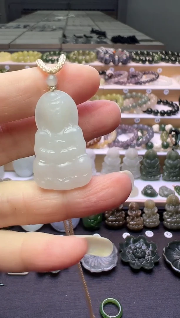 颈饰未镶嵌和田玉20号链接会绑好绳子配和田玉顶珠