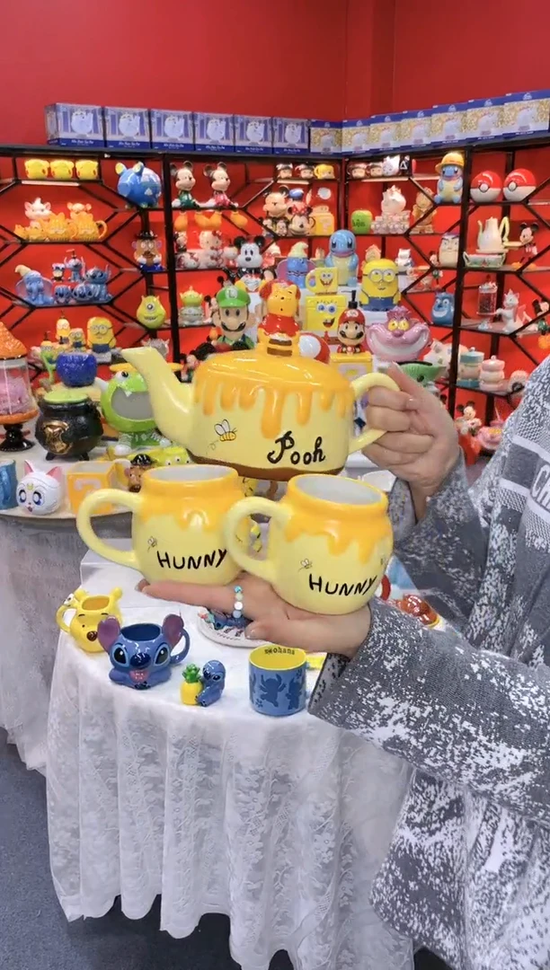 【闪购商品】.@@陶瓷维尼熊一壶二杯