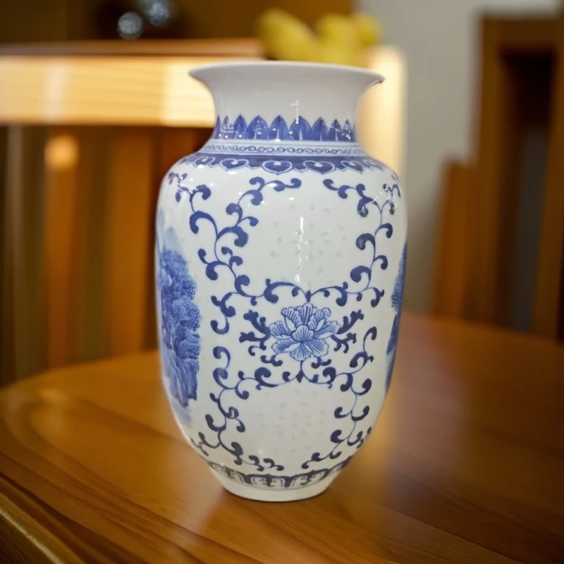 【景德镇】高温陶瓷，GWD青花玲珑瓶20