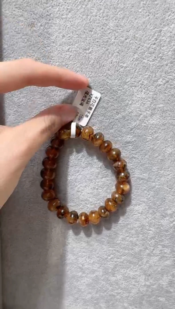 手链琥珀未镶嵌时***旺抚顺琥珀       干白花蜡10M