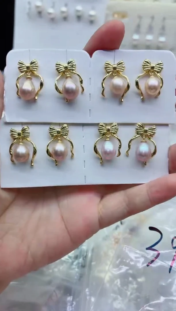 合金淡水珍珠耳饰多样性发其一，非无暇
