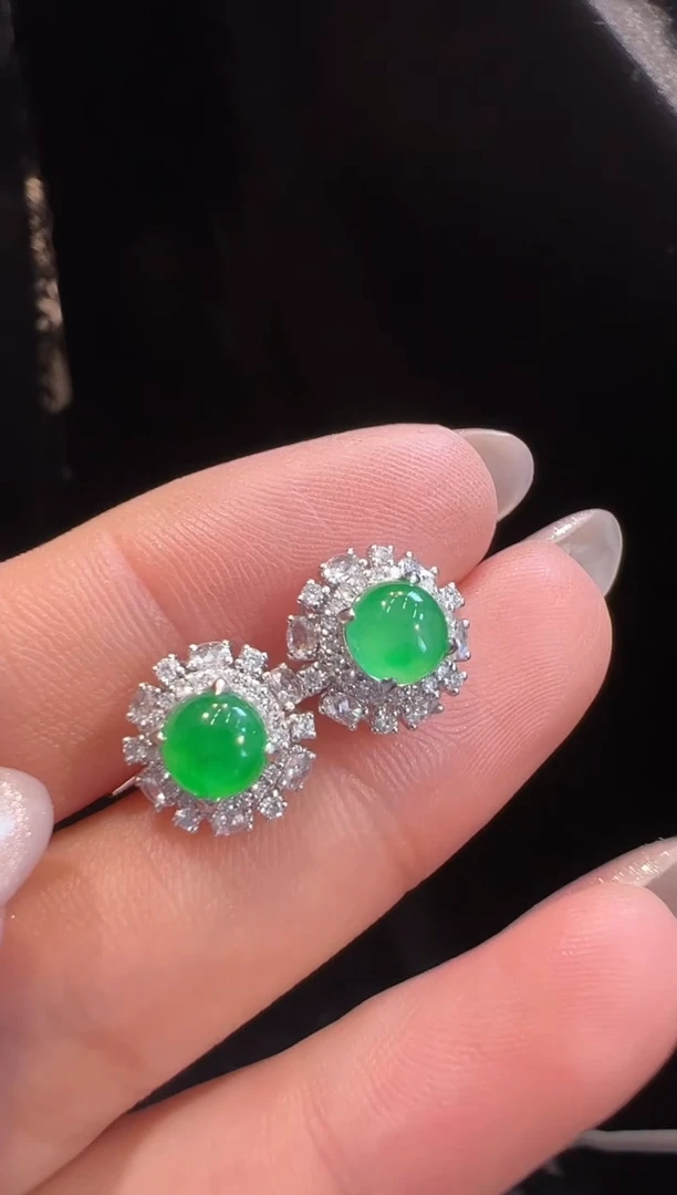 【闪购商品】翡翠耳饰18K金镶嵌耳饰