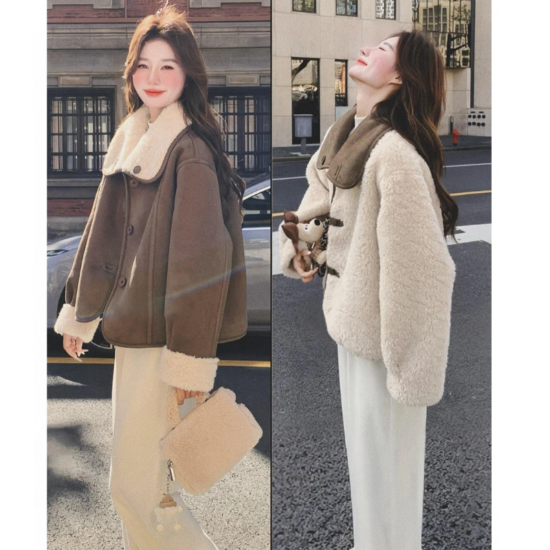 3952冬季大码外套女胖mm时尚复古减龄设计感短款上衣外套