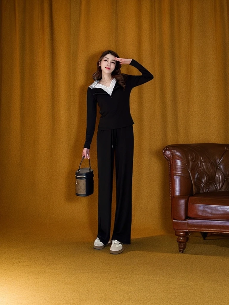 2025春季新款！法式蕾丝休闲套装！女款百搭两件套！