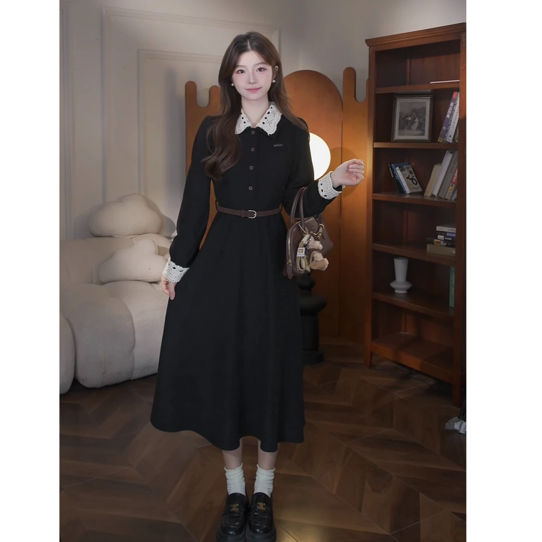 鹿向南「攻略心事」秋季新款简约原创气质韩系慵懒连衣裙女