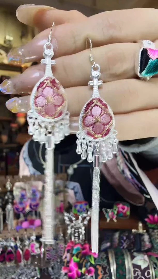 刺绣非遗刺绣民族风耳环