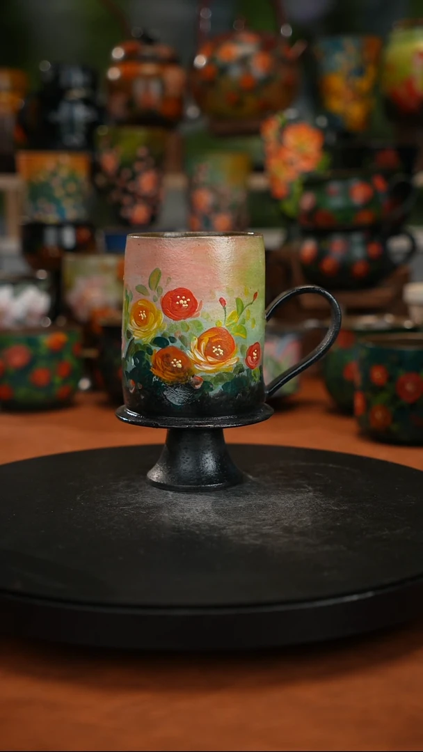 紫砂油画釉下彩手绘