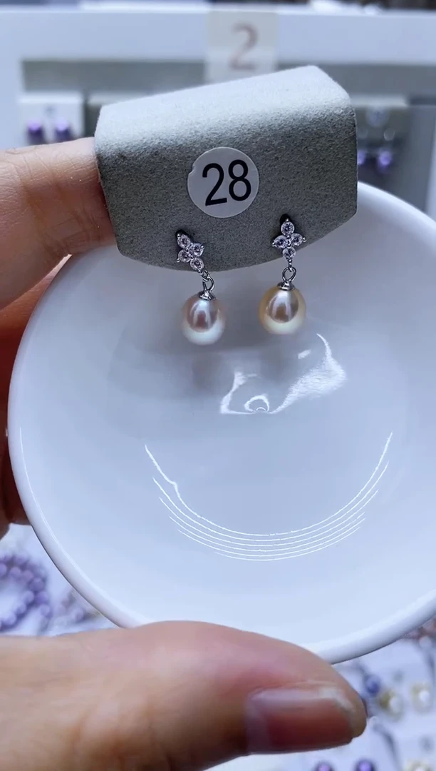 银S925镶嵌淡水珍珠耳饰28