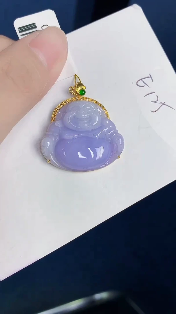颈饰18K金镶嵌翡翠天然翡翠缅甸A货