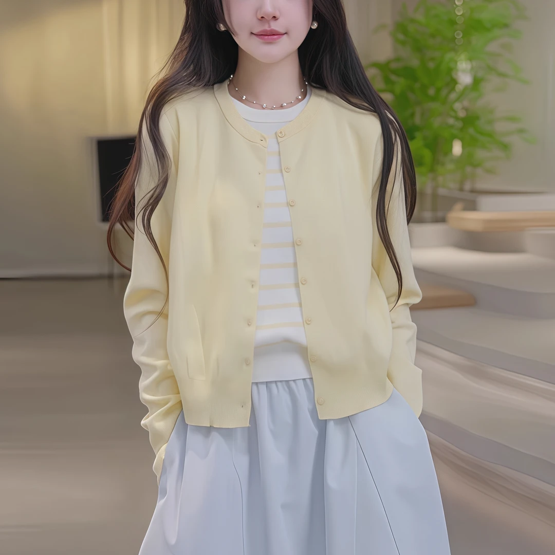 早春薄款减龄时尚气质条纹假两件毛衣女时尚百搭韩版拼接上衣ins