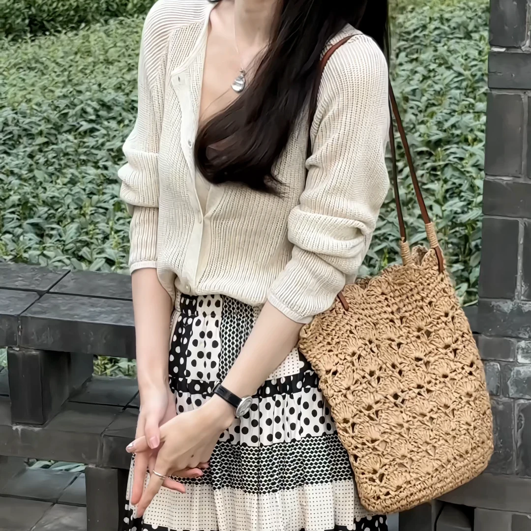 JAS 今屿 法式慵懒显瘦薄款设计感针织qc JAS-HW-6505