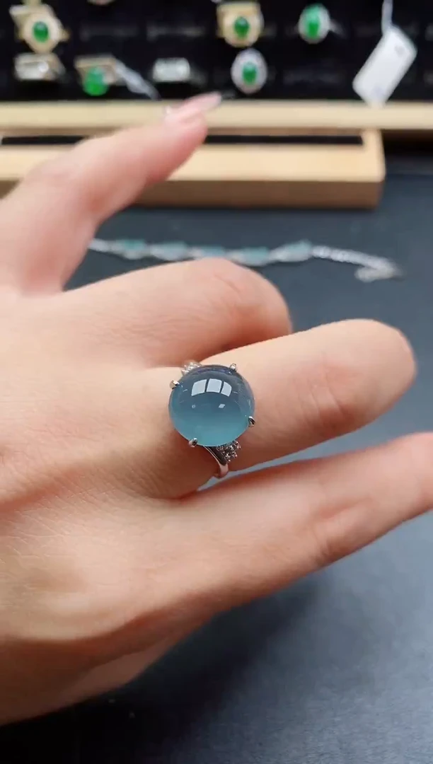 银S925镶嵌戒指翡翠1