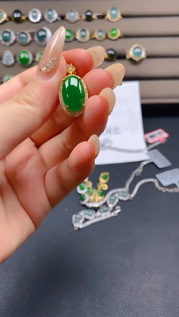 翡翠戒指银S925镶嵌1212