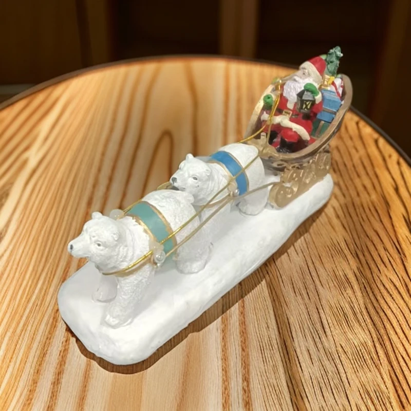 圣诞老人雪地熊装饰摆件树脂工艺