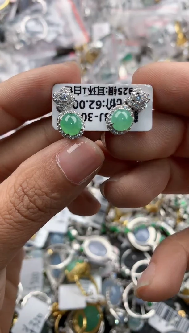银S925镶嵌戒指翡翠101010----8