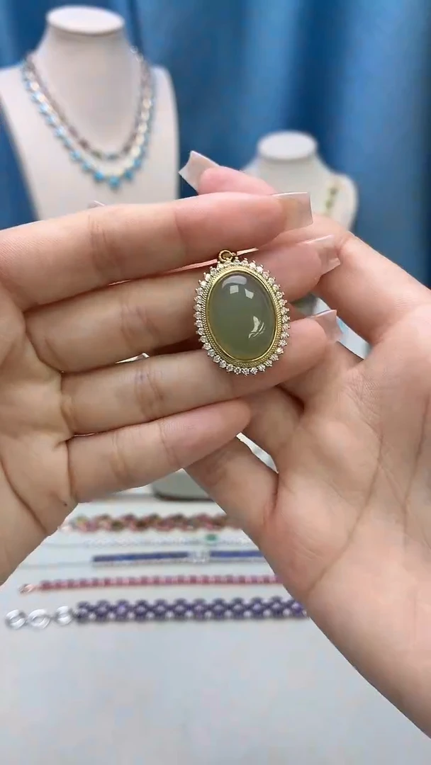 颈饰银S925镶嵌和田玉066BJ1209产品一个（多样性）