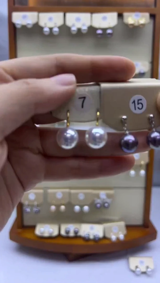 未镶嵌耳饰淡水珍珠7+15