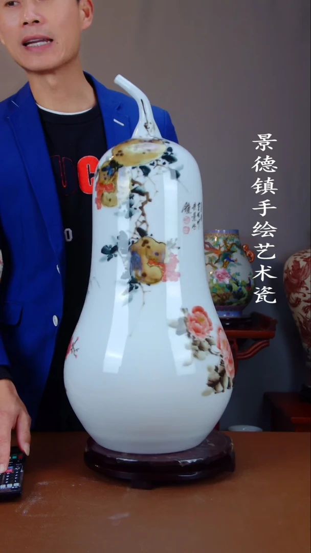 瓶陶景德镇手工手绘陶瓷摆件56