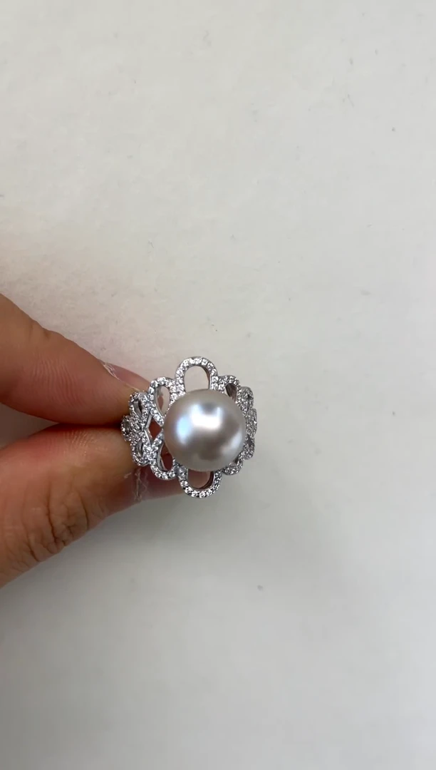 银S925镶嵌戒指海水珍珠