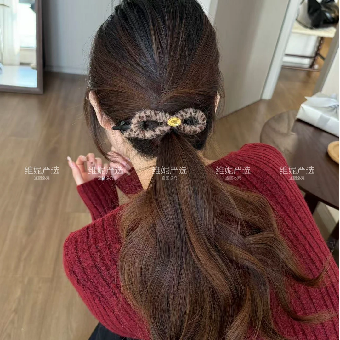 气质女神~豹纹金标抓夹秋冬高级感后脑勺盘发气质扭扭夹发夹发饰