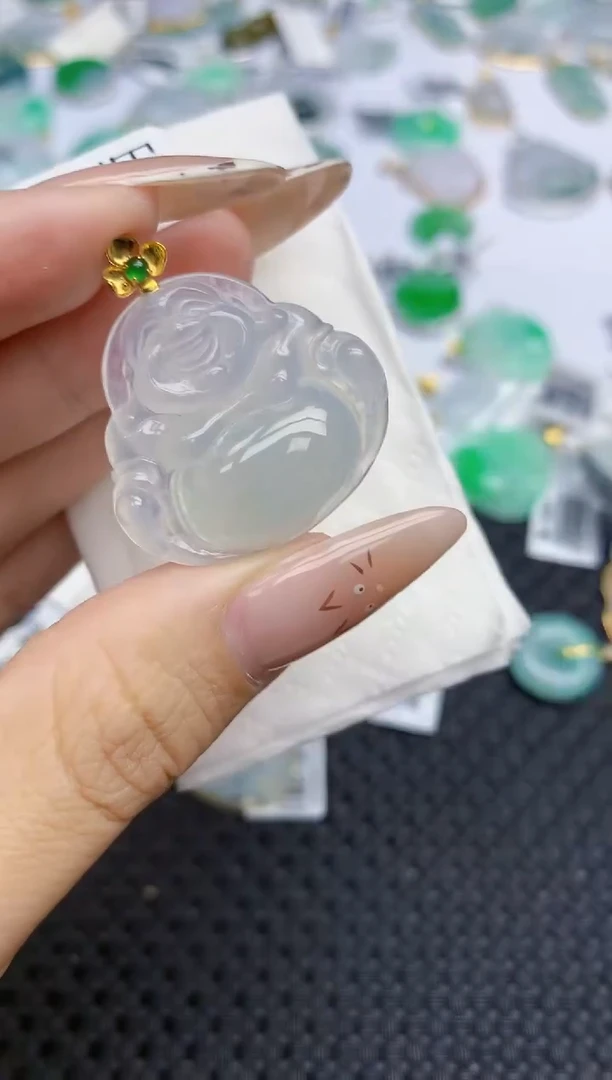 翡翠18K金镶嵌颈饰443   天然翡翠A货