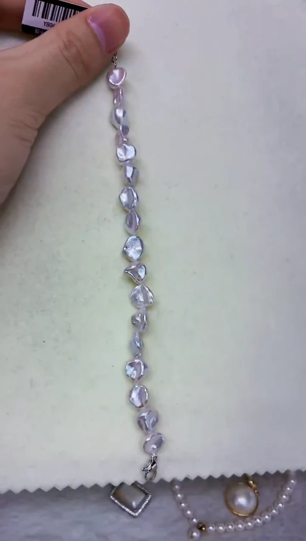 未镶嵌DA淡水珍珠keshi手链 y806