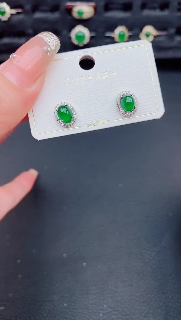 翡翠银S925镶嵌耳饰天然a货翡翠565