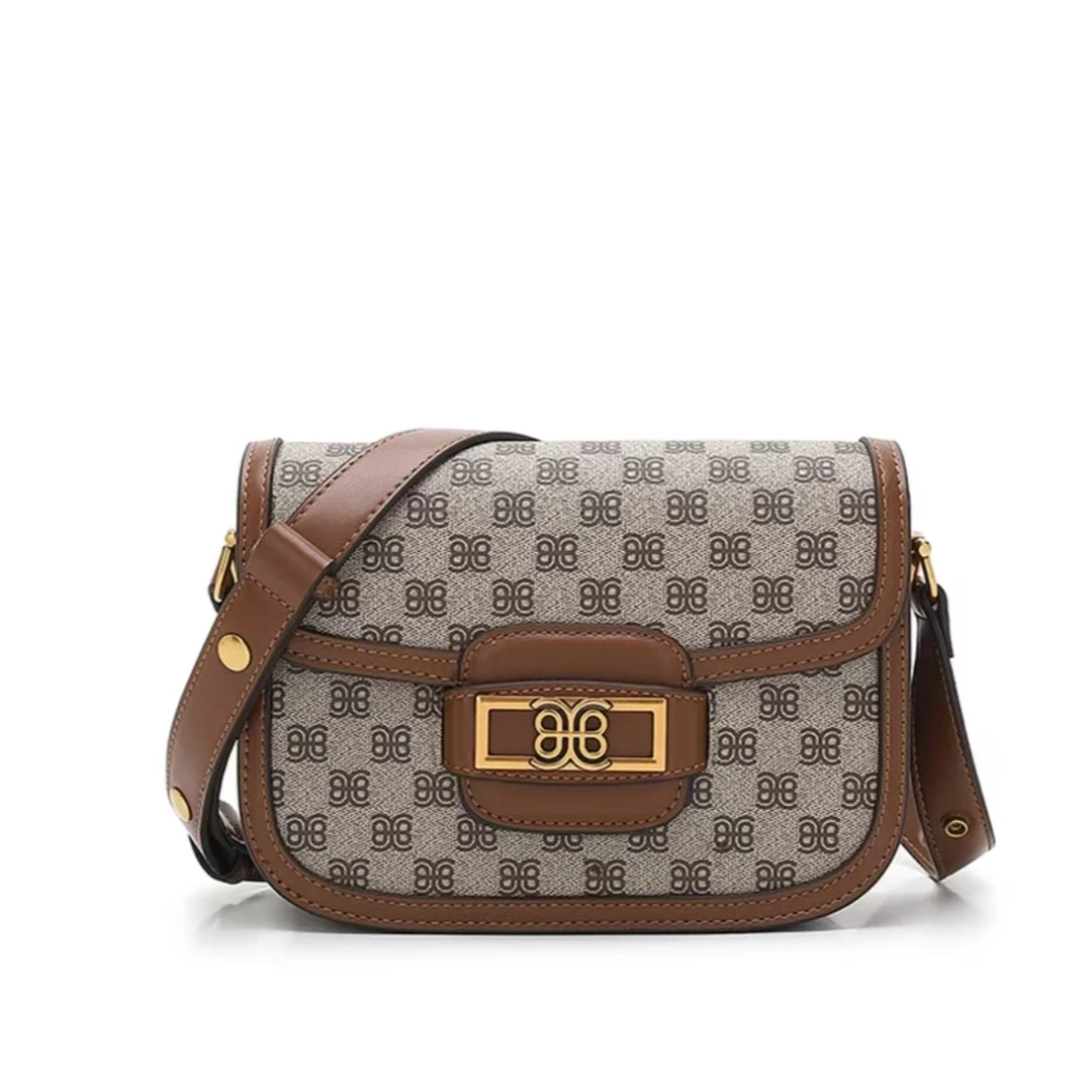 防刮马鞍包欧美风拉链单肩包潮流格纹小方包时尚轻奢kk