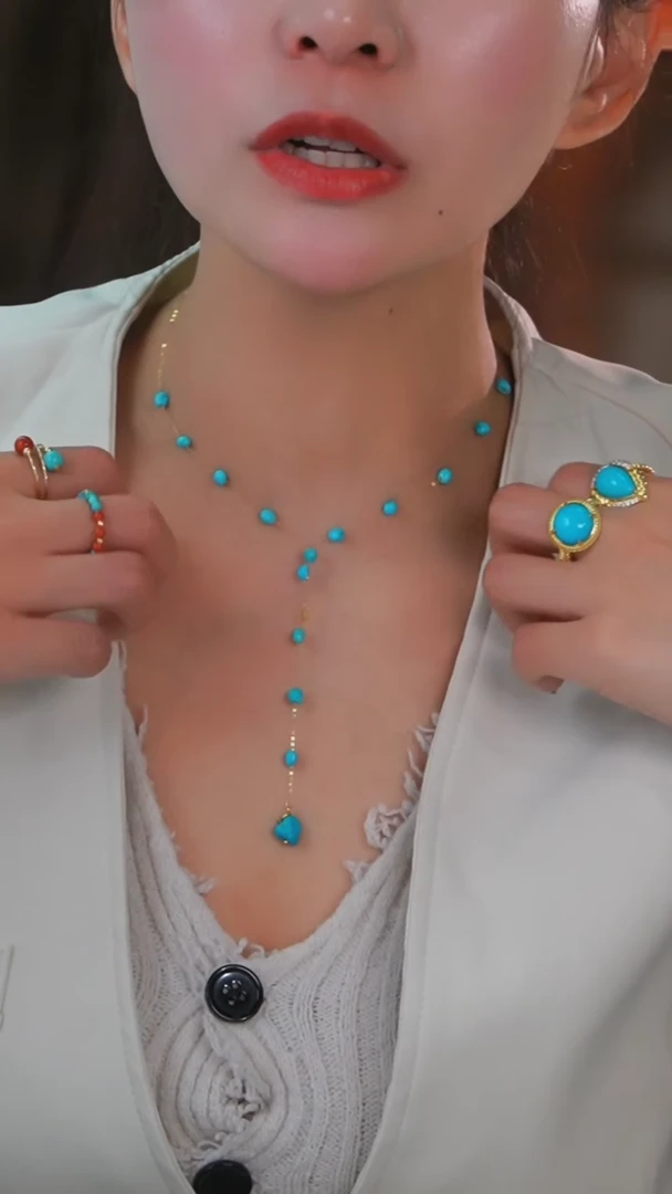 【闪购商品】绿松石项链18K金镶嵌发货一件