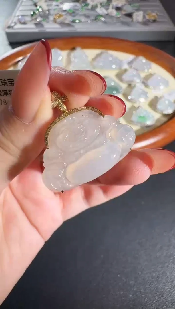 翡翠18K金镶嵌吊坠(不含链)【源头工厂】钻石镶嵌