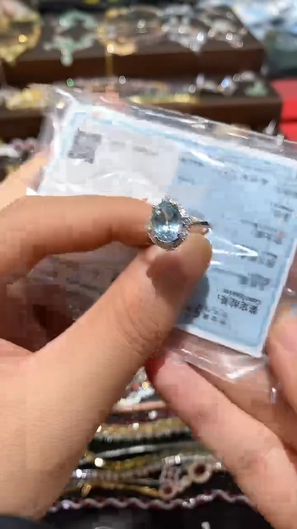 【闪购商品】海蓝宝石戒圈银S925镶嵌戒指