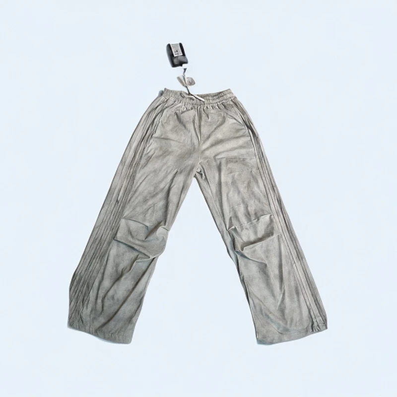 【A88240-灰色】青少年潮牌针织九分直筒裤