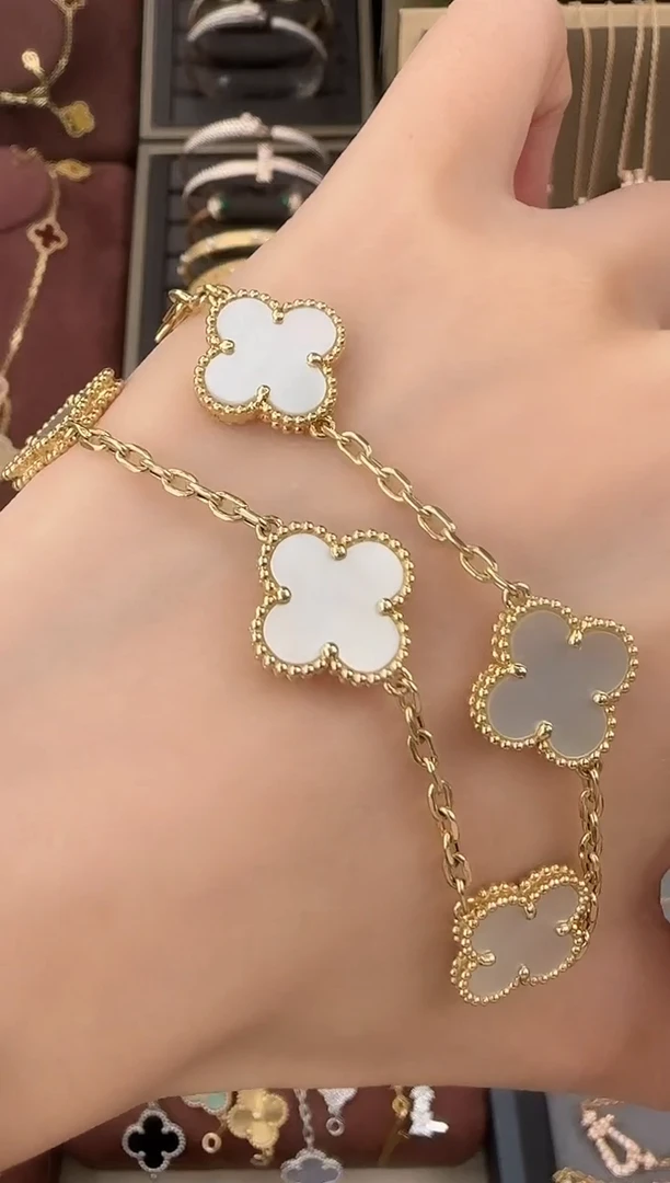 【闪购商品】贝壳手链18K金镶嵌白五花手链（高版本）