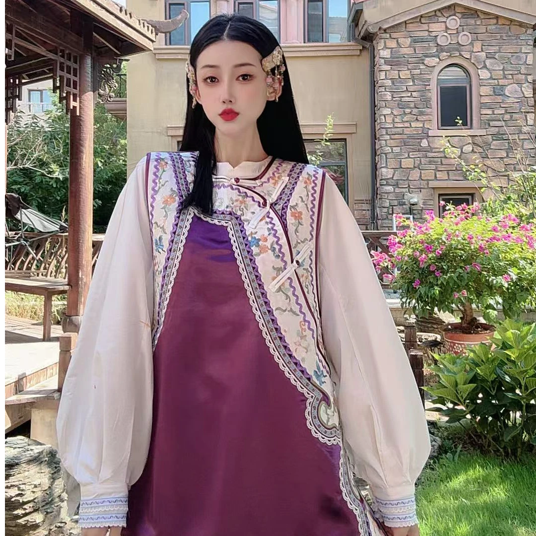 （知否.若芙马甲｝国风新中式显瘦百搭秋季重工刺绣长款女装马甲裙