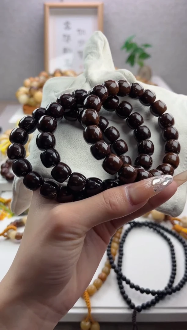 【闪购商品】菩提根/象牙果手串m789紫金鼠桶珠11*12mm瑕疵不补