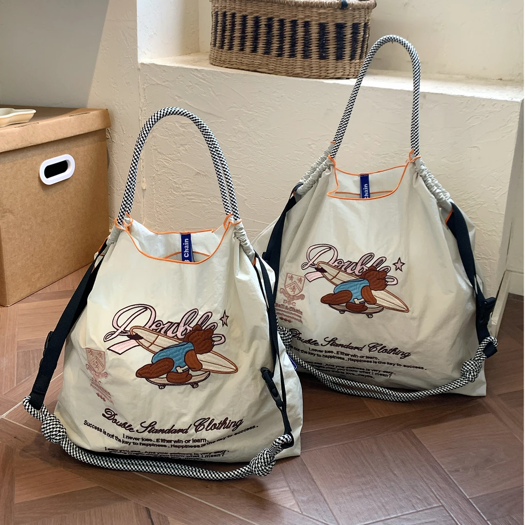 【‘联名新款】单肩包托特包防水手拎包ins文艺风刺绣敞口单肩简约