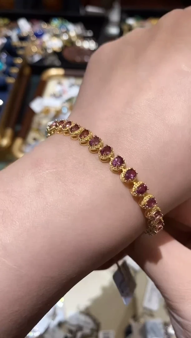 银S925镶嵌手链石榴石楚楚珠宝中古甄选不退换