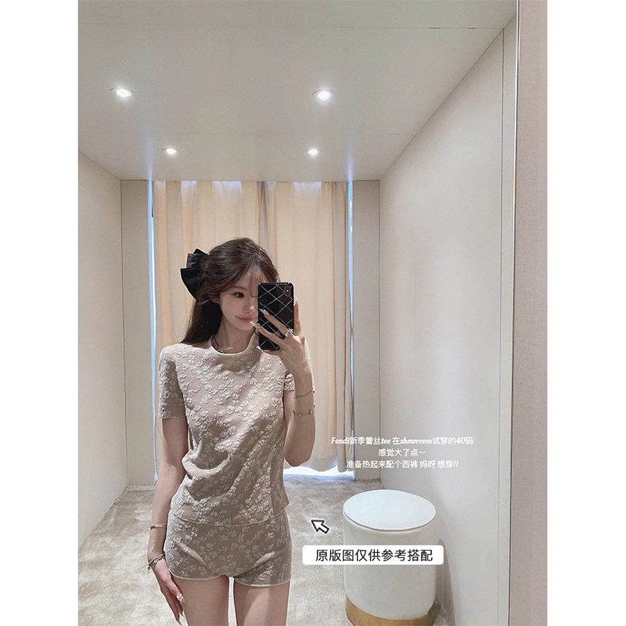 金蘑菇菇 嗲嗲芬芬 套组/ 25ss秀场新季 蕾丝针织两件套薄