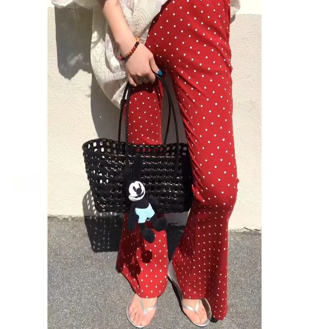 2025春夏季新款 波点喇叭裤时尚百搭显瘦有弹力气质休闲女裤9156