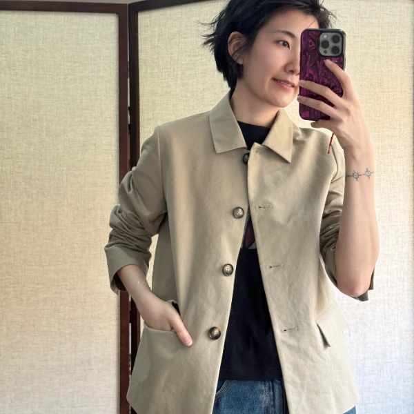 浪清/女装推荐 纯棉简约舒适宽松外套44009#2025新款休闲上衣