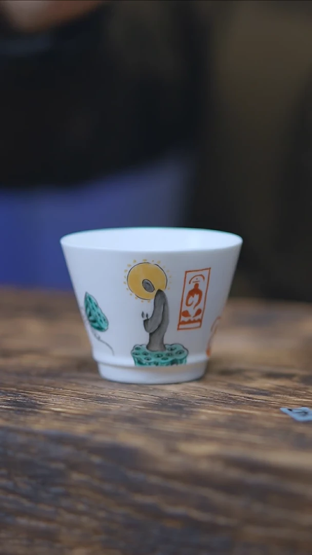 【闪购商品】景德镇手绘步步生莲杯