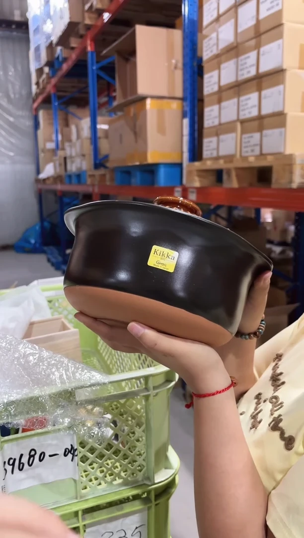 瓷菊花ごはん土鍋3合炊き(飴釉)