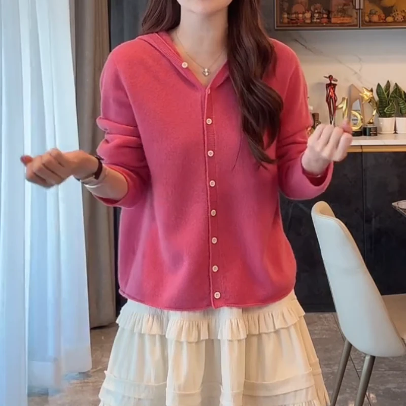 2025新款韩系时尚气质百搭设计感连帽针织上衣LK2506036